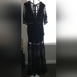 Wishlist Black Lace Maxi Dress Romper